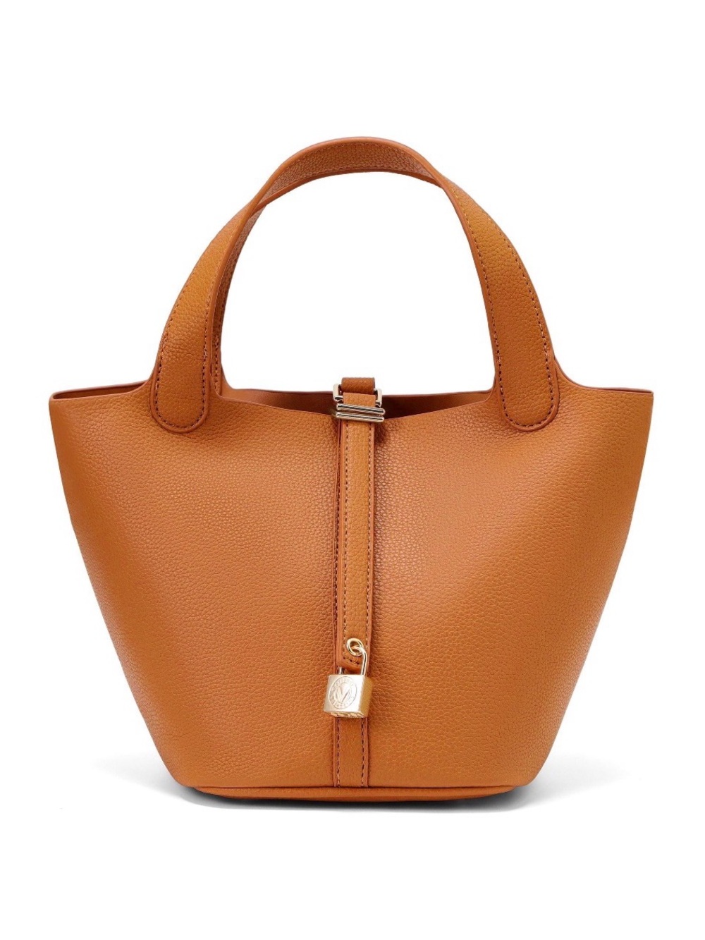 NWT Valentino Orlandi Caramel Milano Bucket Bag with Gold Lock